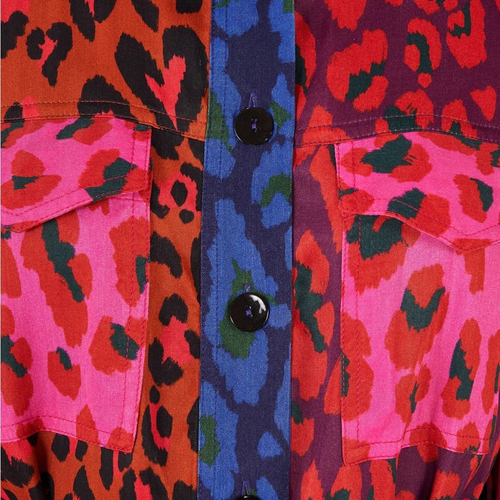 Farm Rio Mixed Leopard Pop Lenzing Ecovero Viscose Midi Dress M NWT - Picture 4 of 15